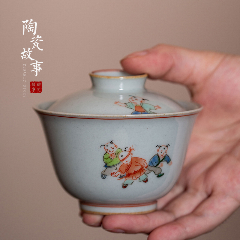 High - end checking hand - made ceramic story town tureen three tureen single jingdezhen pure hand - made tureen