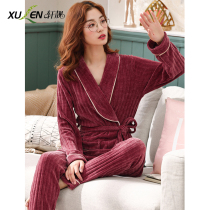 Chenil Pajamas Women Autumn Winter Long Sleeves 2022 New Long Spring and Autumn Warm Homewear Pajamas Two-Piece Set