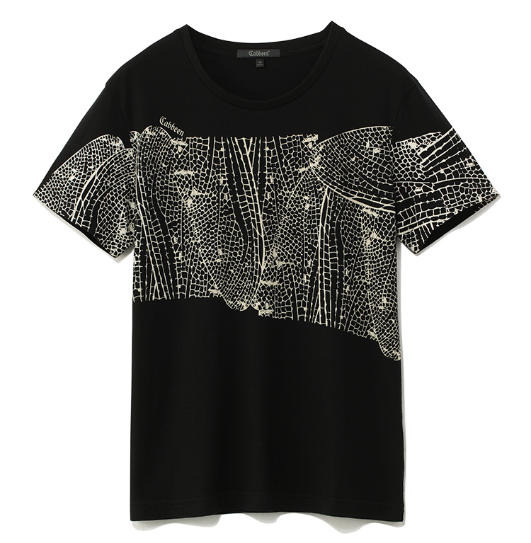 闲短袖T恤男士修身抽象印花纯棉圆领男t恤衫B