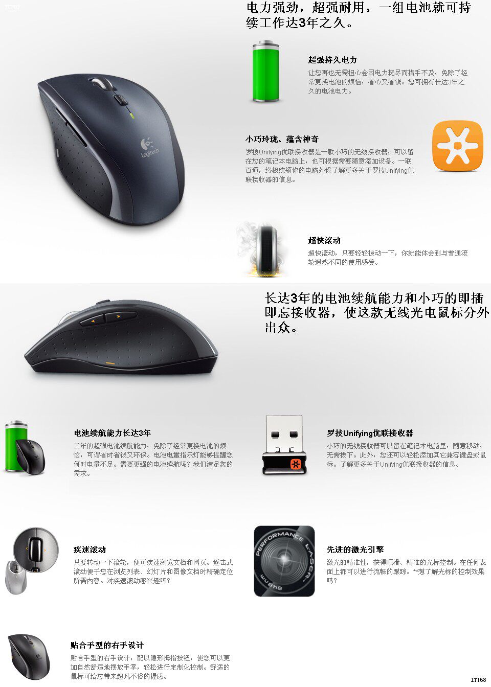 *实体店*㊣罗技 m705 无线激光鼠标 优联接收器 盒装 全国联保