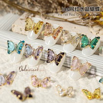 Nail art butterfly jewelry Crystal rotating shaft smart three-dimensional net red sun style explosive turning nail diamond accessories