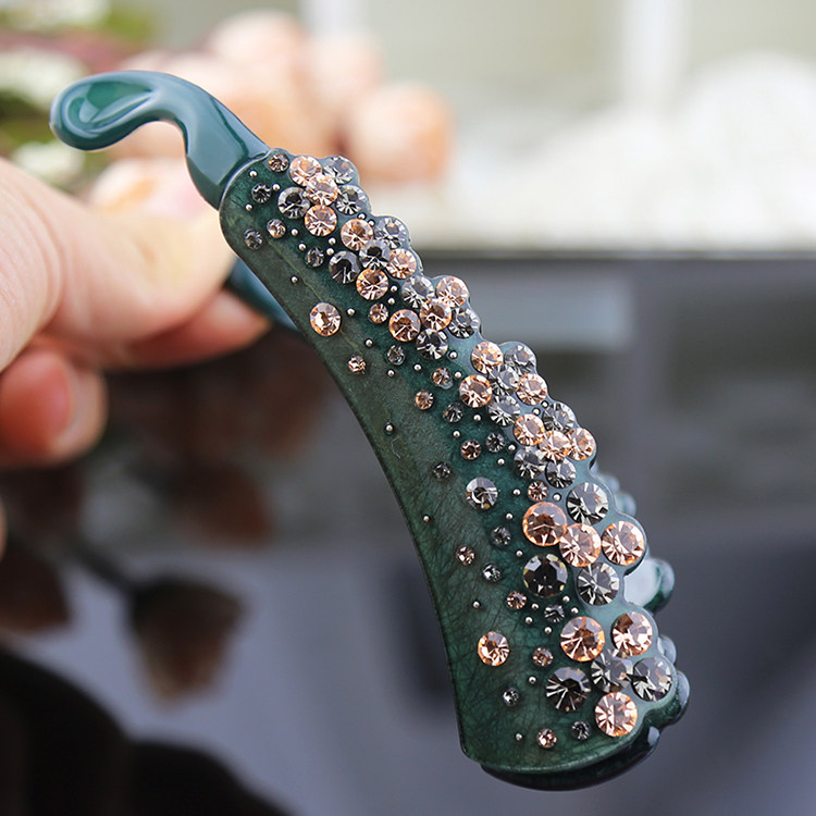 韩国水钻马尾夹高级感中号香蕉夹头饰竖夹发卡简约后脑勺防滑发夹