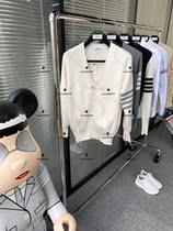 Thom Browne 20 autumn winter TB four-bar striped pocket cardigan wool sweater mens and womens coat