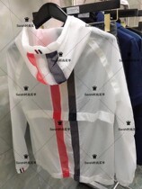 Thom browne 22 summer sun protection clothing for men and women models TB sunshade color strip short coat sun protection clothing