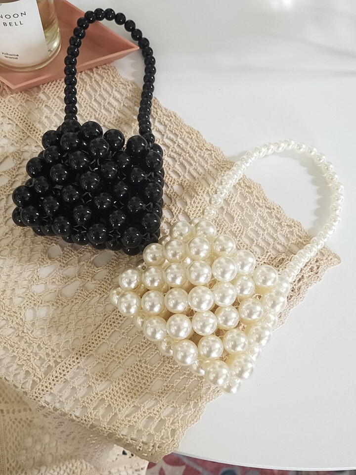 珍珠复古mini小包斜跨串珠包