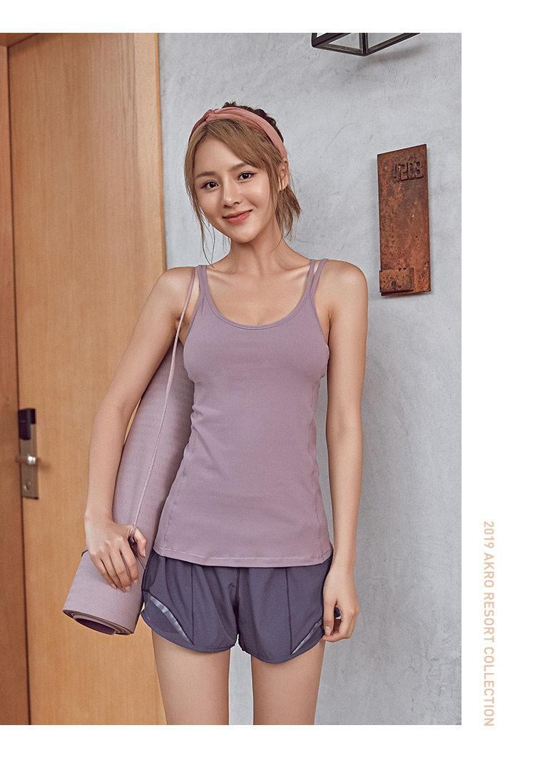 含胸垫健身吊带背心女细肩带交叉美背防震聚拢时尚长款运动瑜伽服