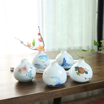 Small vase swing piece Dry flower vase Living room Tabletop Decorations Small mini-ceramic reliefs Painted Green Loo Flowers