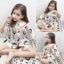 Kids Pajamas Summer Thin Short Sleeve Girl Ice Silk Little Girl Baby Kids Cartoon Home Clothing Summer Sets