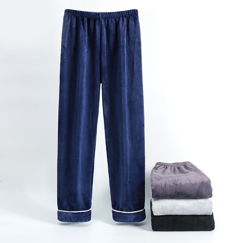 Men's pajamas Autumn and winter plus plush coral velvet trousers warm pants warm pants flannel home pants long home pants