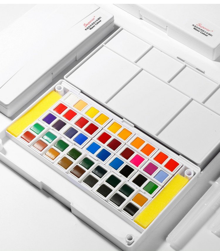 秀普固体水彩颜料套装初学者36色固体水彩分装手绘水彩画颜料套装美术