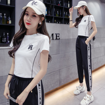 Suit 2021 new womens small summer dress with student Korean version of the fashion foreign style sports high two-piece set