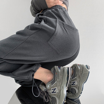 Pants womens 2021 new spring and autumn and summer thin section gray sweatpants loose drawstring feet casual sweatpants ins tide