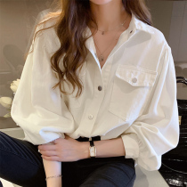 White shirt womens 2021 spring and Autumn new fashion design niche top loose jacket Western shirt