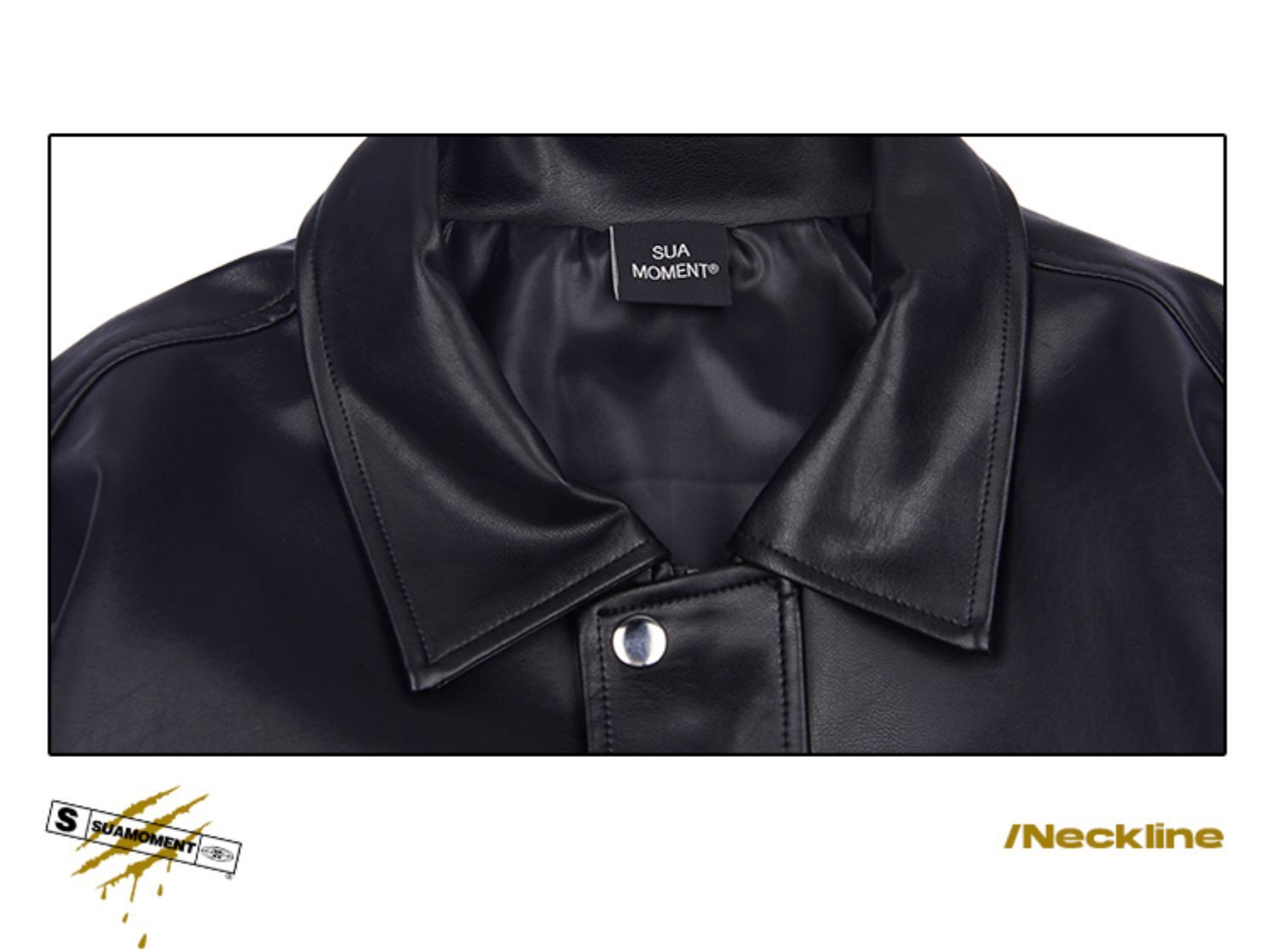 suamoment血爪抓痕夜光硅胶标休闲pu皮衣外套男新款情侣夹克潮ins