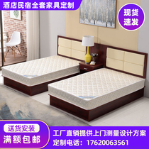 Guangdong Zhuhai Shantou Hotel bed standard room full set of hanging board custom hotel furniture Single double special bed