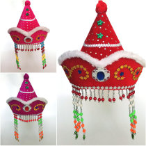 Winter children Mongolian dance hat girl folk dance hat wool edge high top group performance dance hat