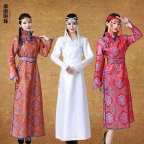 New Mongolian clothing daily wear long welcome etiquette womens national style dress stand-up collar Mongolian performance suit