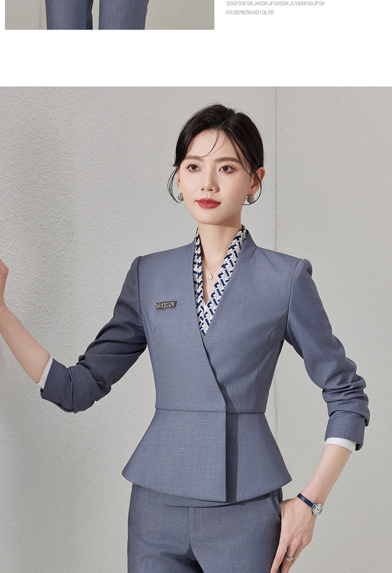 酒店经理职业套装女秋季气质高端灰色西装珠宝店案场客服工作服