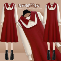 Hair line sweater one-piece dress spring autumn small sub medium length slim fit slim high end weight reduction gentle beating bottom knit dress