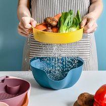 Household double layer drain basket creative personality fruit plate kitchen wash pot plastic basket storage basket