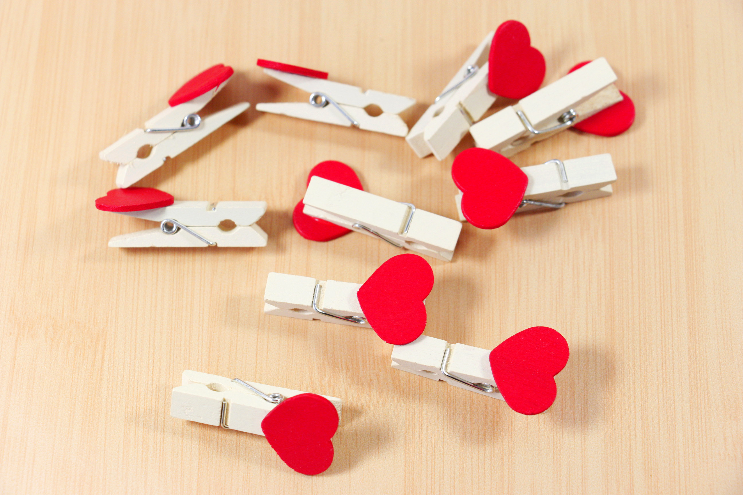 包邮照片夹相片夹留言夹爱心婚礼装饰夹子收纳夹木制小夹子3.