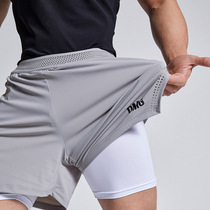 OMG Tide brand nylon high elastic Professional Ice Silk quick-dry running training sports shorts Mens Fitness three-point pants