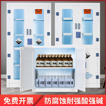 PP drug cabinet Double lock Laboratory strong acid and alkali chemical reagent cabinet Anti-acid and alkali cabinet corrosion-resistant sulfuric acid storage cabinet