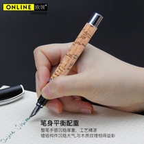 ONLINE European collar imported German wood grain vision cork pen adult writing practice character Iridium pen gift box