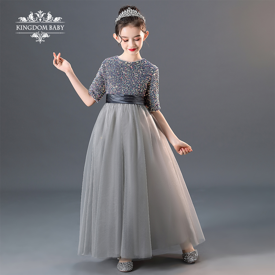 女童高端礼服儿童大提琴演奏礼服裙女孩生日钢琴演出服中大童主持