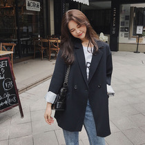 Leigh Playins Black Small Suit Jacket Woman Spring Autumn 100 Hitch Version Loose Temperament Casual Chic West Suit Jacket