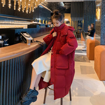 Korean version loose even cap down cotton clothes cotton clothes women in winter jacket over knee thickened Northern large cotton padded jacket