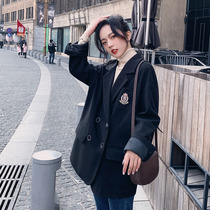 Ligue Black Jk Small Suit Jacket Woman Spring Autumn 100 Hitch Casual Fashion Korean Version Loose Chic West Suit Jacket Tide