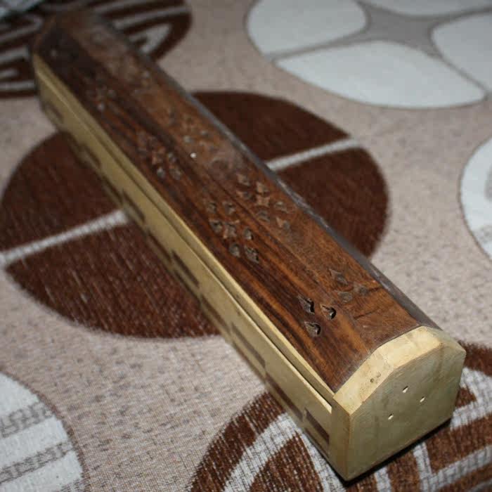 印度进口香盒 纯手工制作 香盒 藏香盒 黑白相间花型香熏盒