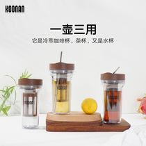 Koonan cold extraction Cup portable filter cold bubble Cup sealed with outer cold water cup with lid plastic coffee cup