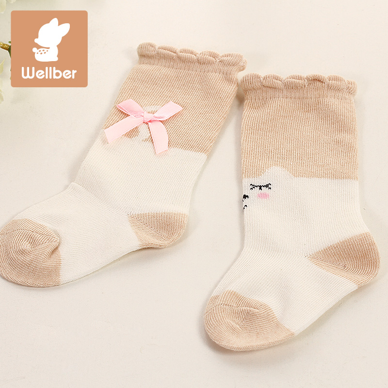 威尔贝鲁 夏季纯棉袜 婴儿袜子 儿童长筒袜宝宝地板 1-3-5岁春秋产品展示图1