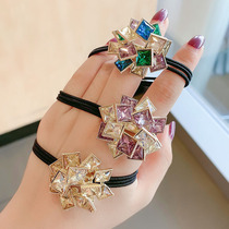 High level senses water drill hair ring Hair Leather Fascia 2021 New South Korea Head Rope Girl Burst Net Red Temperament Hair Rope