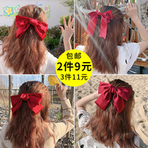 Red Large Butterfly Knot Hair Rope Mesh Red Hair Clip Hair Clip New Damp Hair With Clip Head Accessories Woman Hair Accessories 2021 Fat Circle
