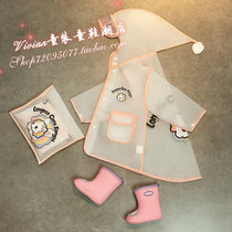 Hong Kong Children raincoat Rainshoe set Girls kindergarten primary school students rain poncho Cape style boys school shirt