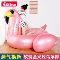 Inflatable Rose Golden Flaming Bird Champagne Golden Floating Bed Swimming Circle Inflatable Riding Swimming Equipment