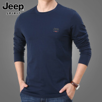 Jeep Long Sleeve T-Shirt Men's Autumn New Handsome Young Men's Crew Neck T-Shirt Solid Base Shirt Top