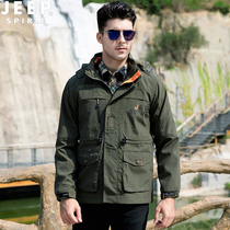JEEP JEEP spring jacket mens New loose collar casual cotton jacket Sports mens coat mens coat