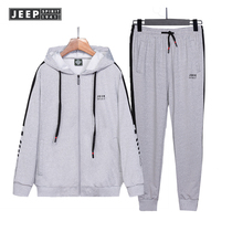 JEEP JEEP sports suit mens Spring and Autumn New hooded sweater trend two-piece mens casual sportswear