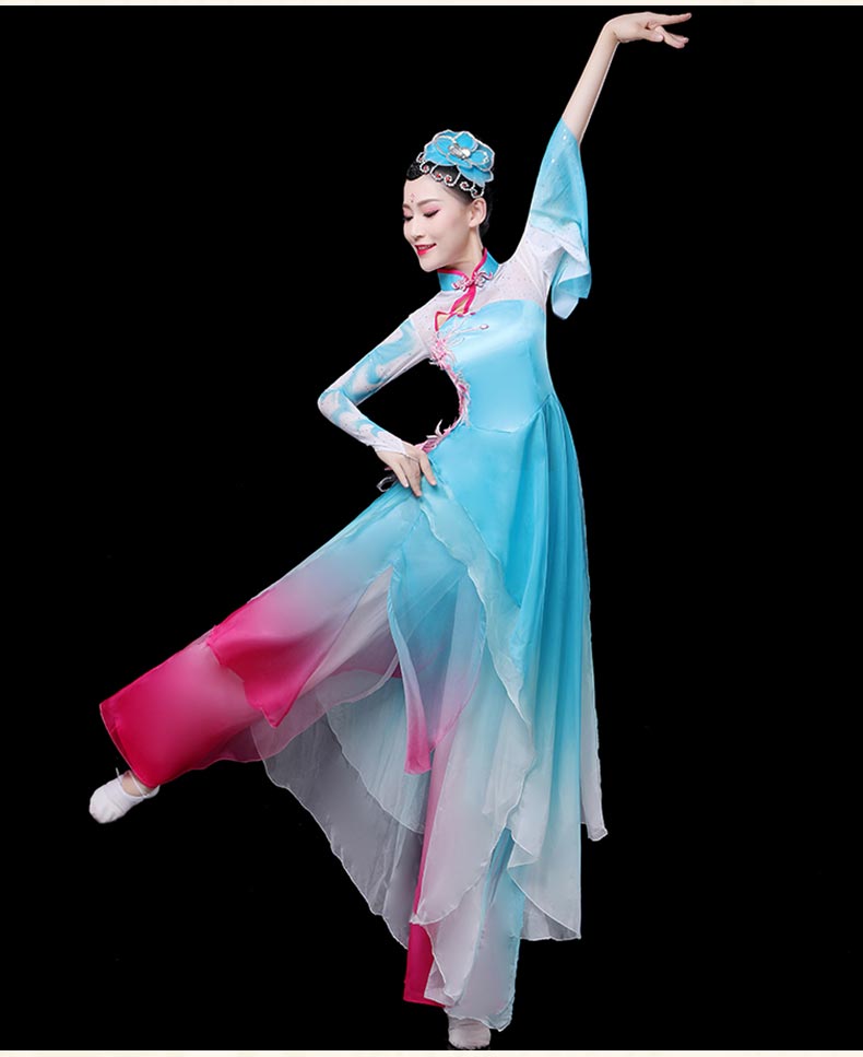 古典舞演出服女飘逸中国风仙女现代扇子舞民族茉莉花表演舞蹈服装.