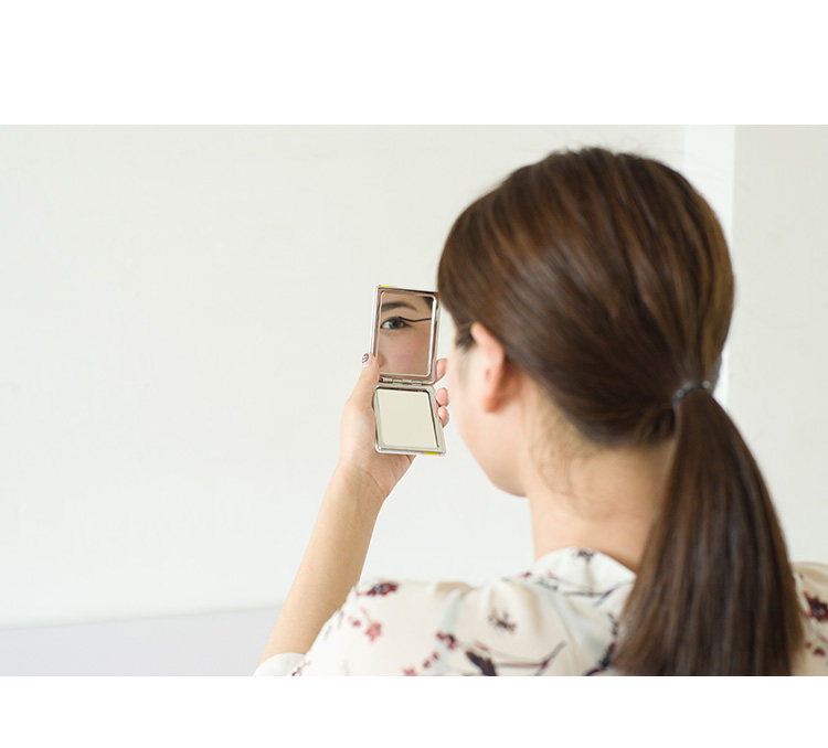 旅行卡通折叠随身便携皮面镜补妆镜手拿镜化妆镜迷你小中国双面镜