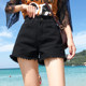 Black loose thin jeans shorts female high waist 2020 new Korean version of the net red student raw edge wide leg hot pants tide Black loose thin jeans shorts female high waist 2020 new Korean version of the net red student raw edge wide leg hot pants tide