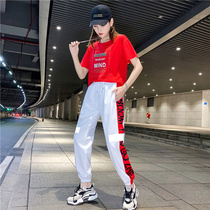Square Dance Costume 2020 Summer New Hip Hop Ghost Step Dance Sports Short Sleeve Dance Dance Group Clothes Set Women