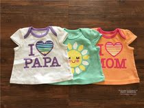 Baby summer dress pure cotton short sleeve T-shirt newborn full moon clothebaby I love dad and mom sleeve little vest