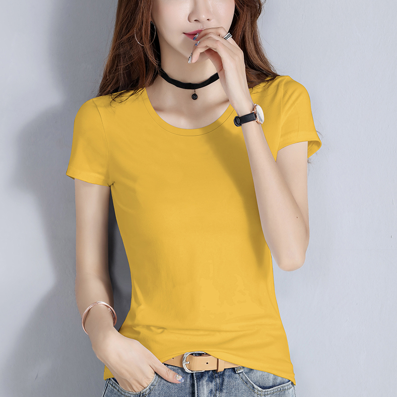 images 7:Pure cotton black t-shirt girl summer short-sleeved V-sharp tights 2022 chicken heart-take half-sleeved T-shirt thin body images 7:Pure cotton black t-shirt girl summer short-sleeved V-sharp tights 2022 chicken heart-take half-sleeved T-shirt thin body