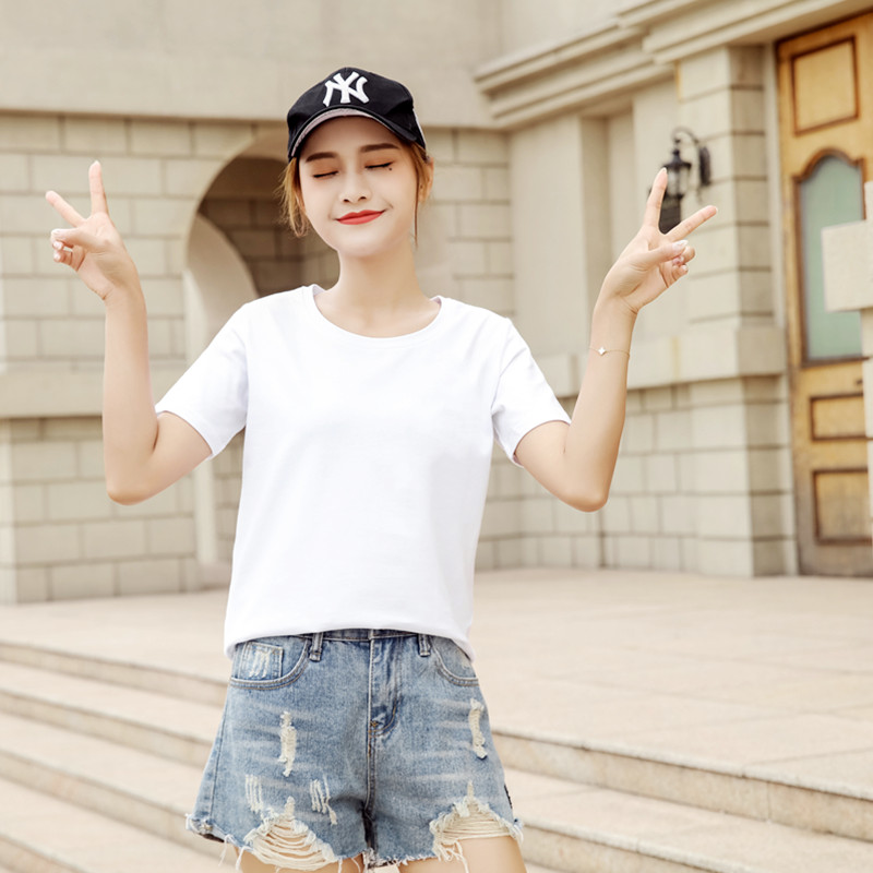 images 3:Pure cotton short-sleeved T-shirt female 2022 new summer short Korean version female student half-sleeved loose enough to catch clothes images 3:Pure cotton short-sleeved T-shirt female 2022 new summer short Korean version female student half-sleeved loose enough to catch clothes