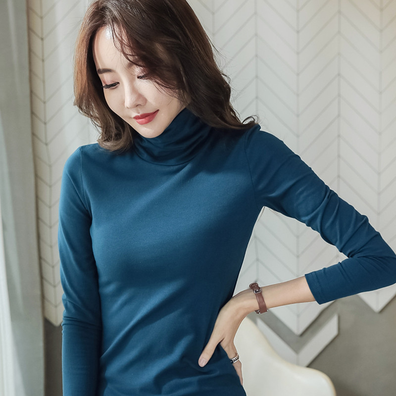 images 2:High-collar bottom shirt girl early autumn 2022 new pile lead blue autumn winter hundred ladies long-sleeved t-shirt top images 2:High-collar bottom shirt girl early autumn 2022 new pile lead blue autumn winter hundred ladies long-sleeved t-shirt top